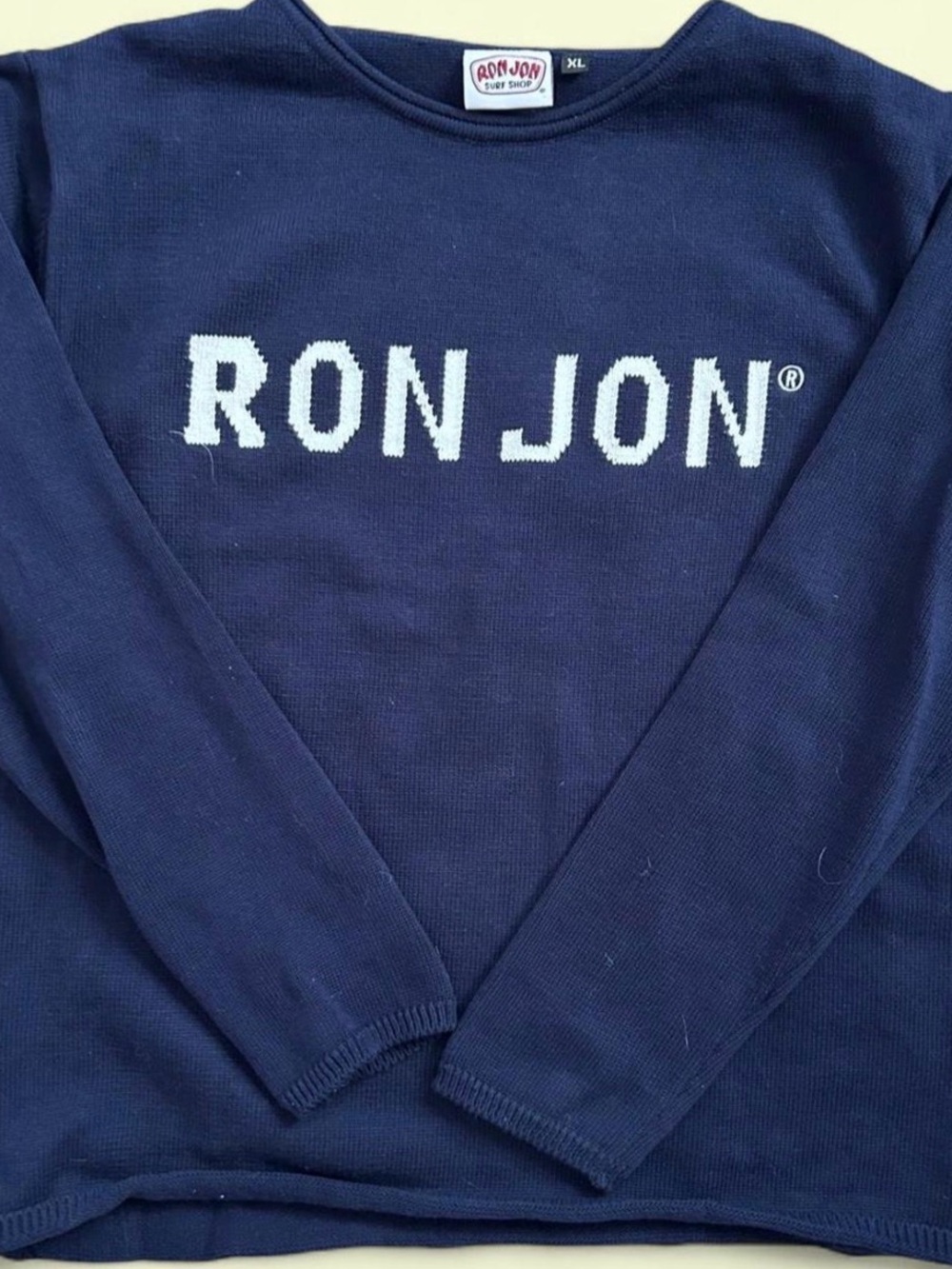 Ron Jon Navy Crewneck Sweater with White Logo